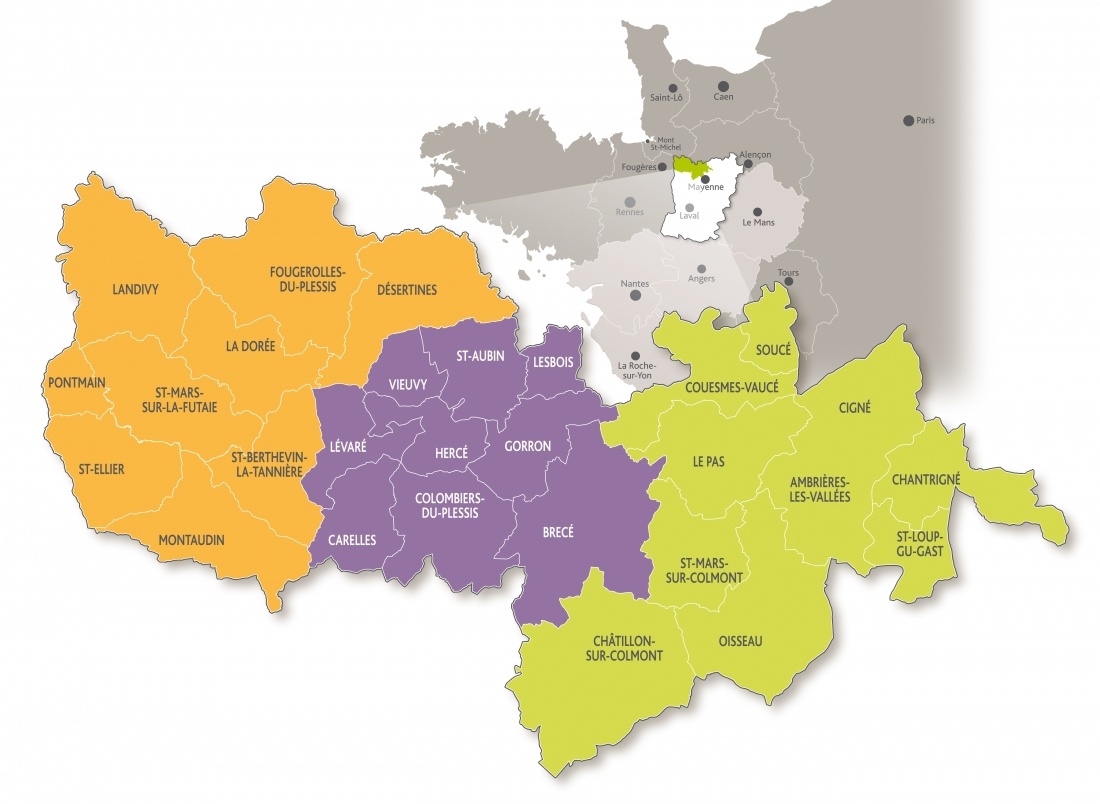 Les 27 communes du Bocage Mayennais