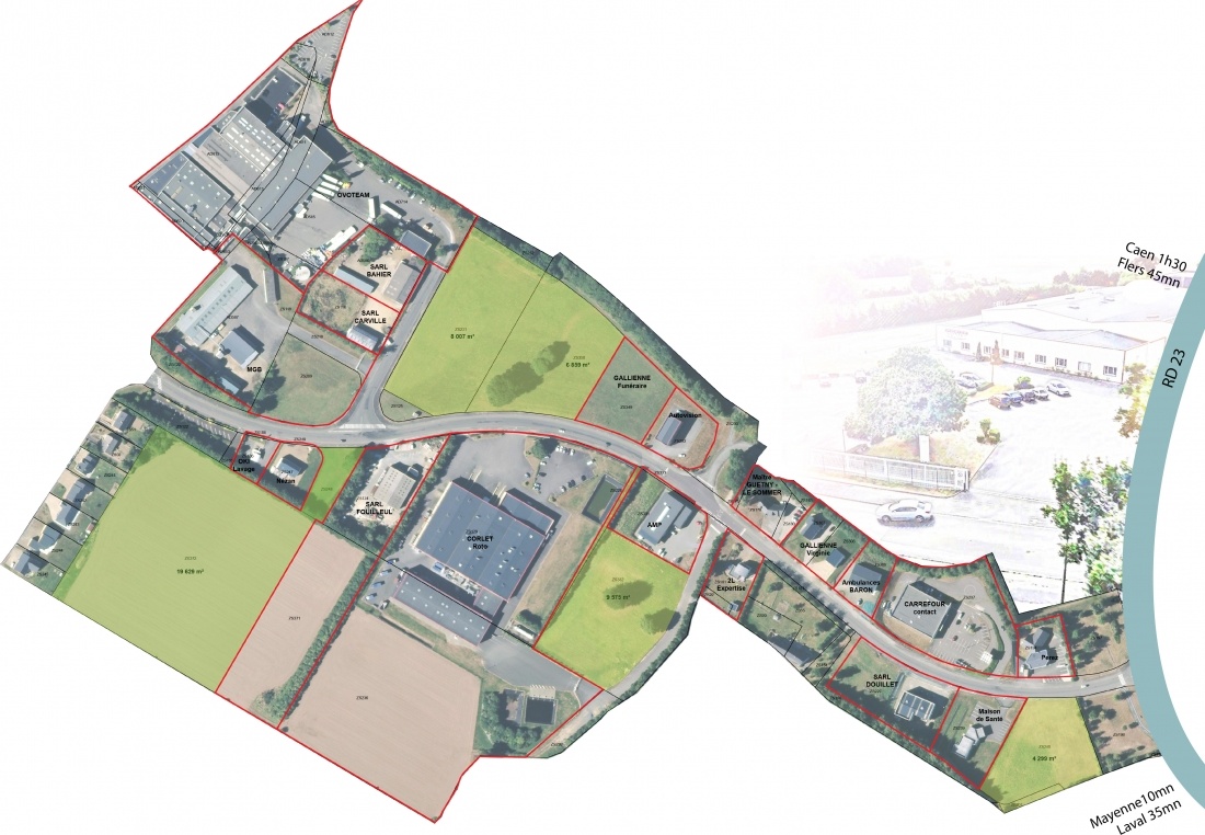 Plan de la Zone d'Activités des Vallées à Ambrières-les-Vallées