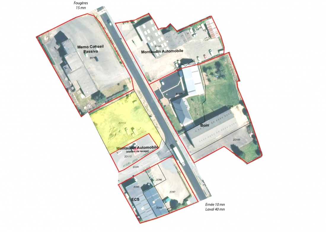 Plan de la Zone d'Activités de La Route d'Ernée
