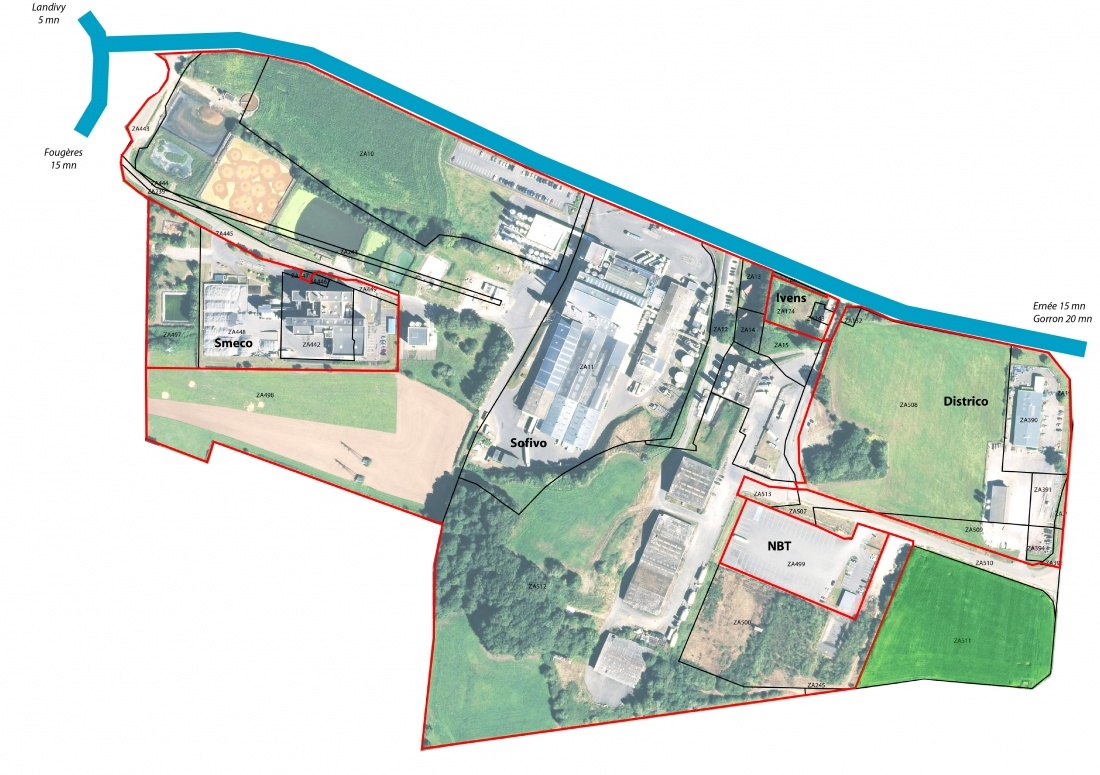 Plan de la Zone d'Activit&eacute;s des Ansquill&egrave;res &agrave; Pontmain
