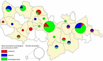 Porteurs de projets accompagn&eacute;s par commune
