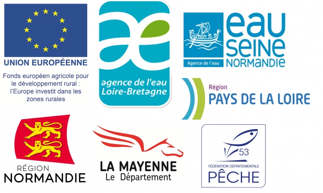 Une démarche financée par les Agences de l'Eau Loire-Bretagne et Seine-Normandie, les Régions Pays de la Loire et Normandie, le Conseil Départemental de la Mayenne, la Fédération de Pêche 53 et l'Europe (Leader)